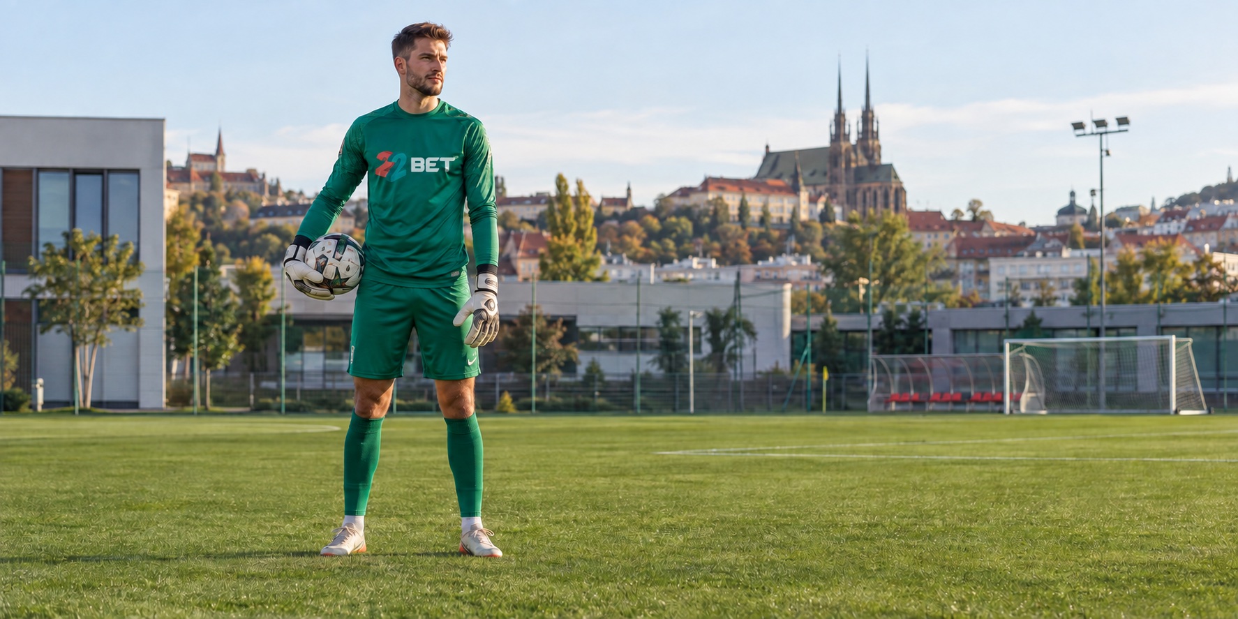 Fotbalový brankář na hřišti v Brně